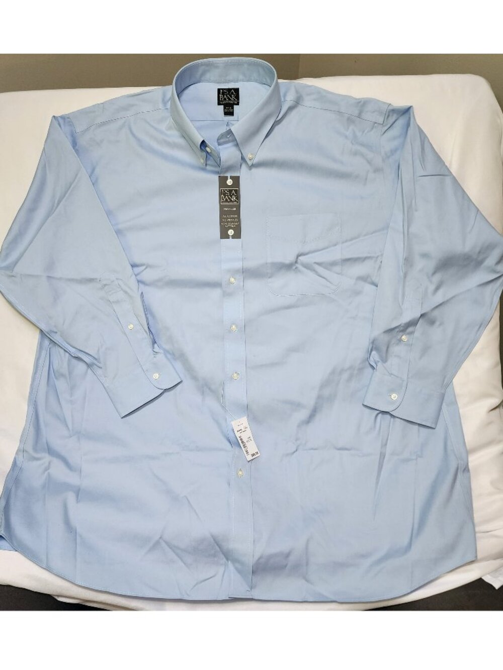 NWT Jos A Bank Traveler Dress Shirt Blue Cotton 18.5 33 Wrinkle Free